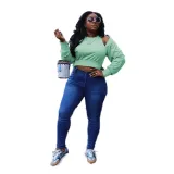 Women Casual Sexy Cut Out Long Sleeve Top