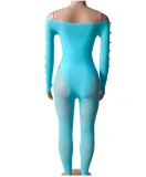 Women Off Shoulder Cut Out Long Sleeve Jumpsuit