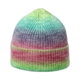 Autumn and winter gradient tie-dye printed warm hat rainbow woolen hat