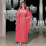 Women Dubai Arabian Beaded Abaya Dress