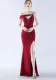 Women Elegant Slit Formal Party Evening Dress