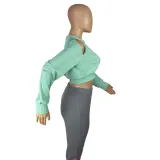 Women Casual Sexy Cut Out Long Sleeve Top