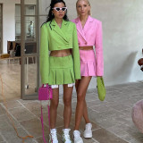 Women summer long-sleeved Blazer and Skrit two-piece set