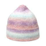 Autumn and winter gradient tie-dye printed warm hat rainbow woolen hat