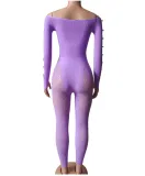 Women Off Shoulder Cut Out Long Sleeve Jumpsuit