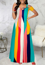Sexy Fashion Digital Print Off Shoulder Strapless Maxi Dress