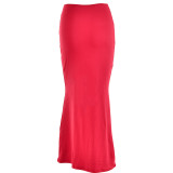 Autumn sexy trendy versatile slim solid color Bodycon long skirt for women