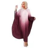 Plus Size Women's Bat Sleeves Ombre Pleated Dress