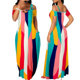 Sexy Fashion Digital Print Off Shoulder Strapless Maxi Dress
