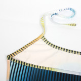 Summer sleeveless halter print straps slim dress
