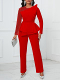 Long Sleeve Chic Mesh Patchwork Beading Slim Fit Formal Party Plus Size Jumpsuit