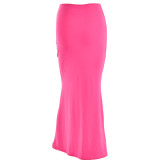 Autumn sexy trendy versatile slim solid color Bodycon long skirt for women