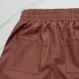 Solid color high-waisted straight trousers Chic autumn and winter leather pants