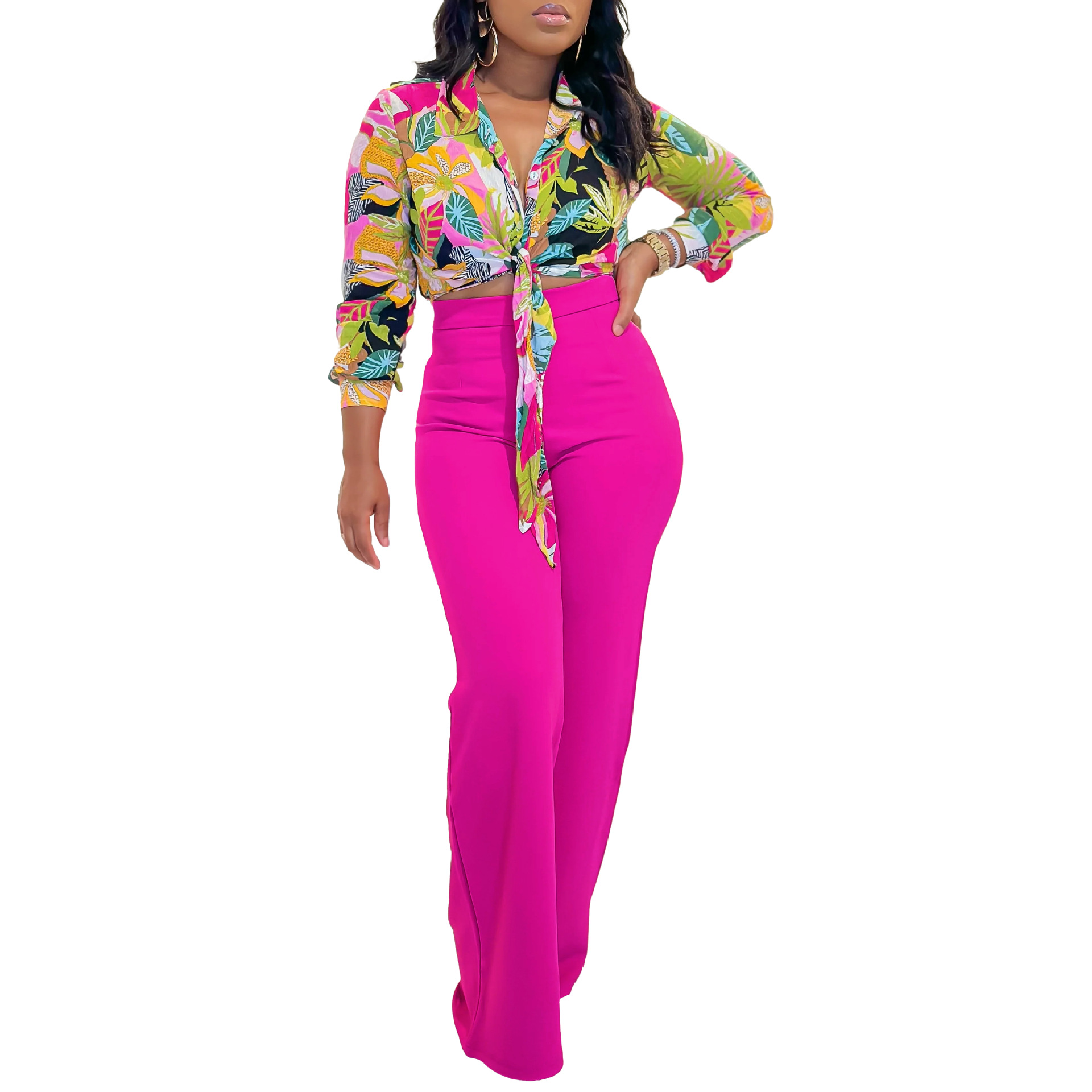Women Clothing Sets Fall 20, Two Piece Stacked Pants Set