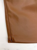 Women's Low Back Versatile Slim Fit Sexy Crop Short Sleeve  Leather Top