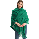 Women Fall and winter shawl Solid hooded knitting cape shawl sweater