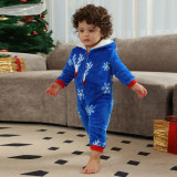 Christmas Family Wear flannel zippered hooded Jumpsuit