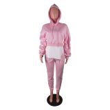Women Casual Fall/Winter Patchwork Hoodies and Pant Two-piece Set