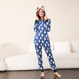 Christmas Family Wear Printed Hooded Jumpsuit