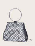 Women Pearl Diamond Evening Bag Wrist Ring Clutch