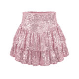Women Fall Sexy Sequined Pleated Mini Skirt