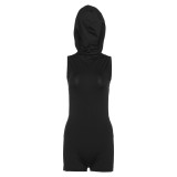 Fall Women Sleeveless Hooded Hollow Rompers