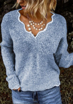 Women v-neck knitting sweater