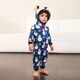 Christmas Family Wear Printed Hooded Jumpsuit