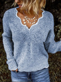 Women v-neck knitting sweater