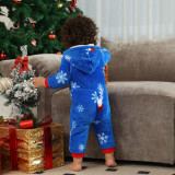Christmas Family Wear flannel zippered hooded Jumpsuit