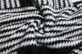 Women winter bat sleeve black striped knitting shawl sweater