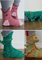 Women Knit Crocodile Christmas Crocodile Socks knitting Socks