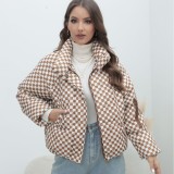 Plaid Plus Size Women's Coat Warm Down Jacket Cotton Padded Coat