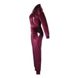 Women's Velvet Autumn And Winter Zipper Pocket Two Piece Tracksuit