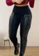 Women's Casual Pants Women's Black Faux Leather Patchwork Trousers