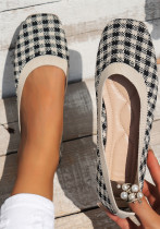 Plus Size Houndstooth Women's Casual Shoes Spring And Autumn Slip-On Retro Women's Sock Shoes