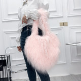 Style Trendy Heart Bag Women's Fur Bag Heart-Shaped Cute Crossbody Bag Shoulder Bag