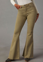 Retro Long Denim Pants Women's Slim Fit Bell Bottom Casual Trousers