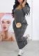 Sexy Printed Big Pockets Back Slit Long Sleeve Women's Bodycon Dress