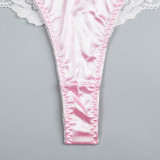 Women's Halter Neck Cross Straps Lace Patchwork Sweet And Cute Underwear Two-Piece Lingerie Set
