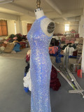 Plus Size Women Sequined Formal Party Mermaid Evening Dress