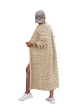 Women winter fashion tassel knitting long coat