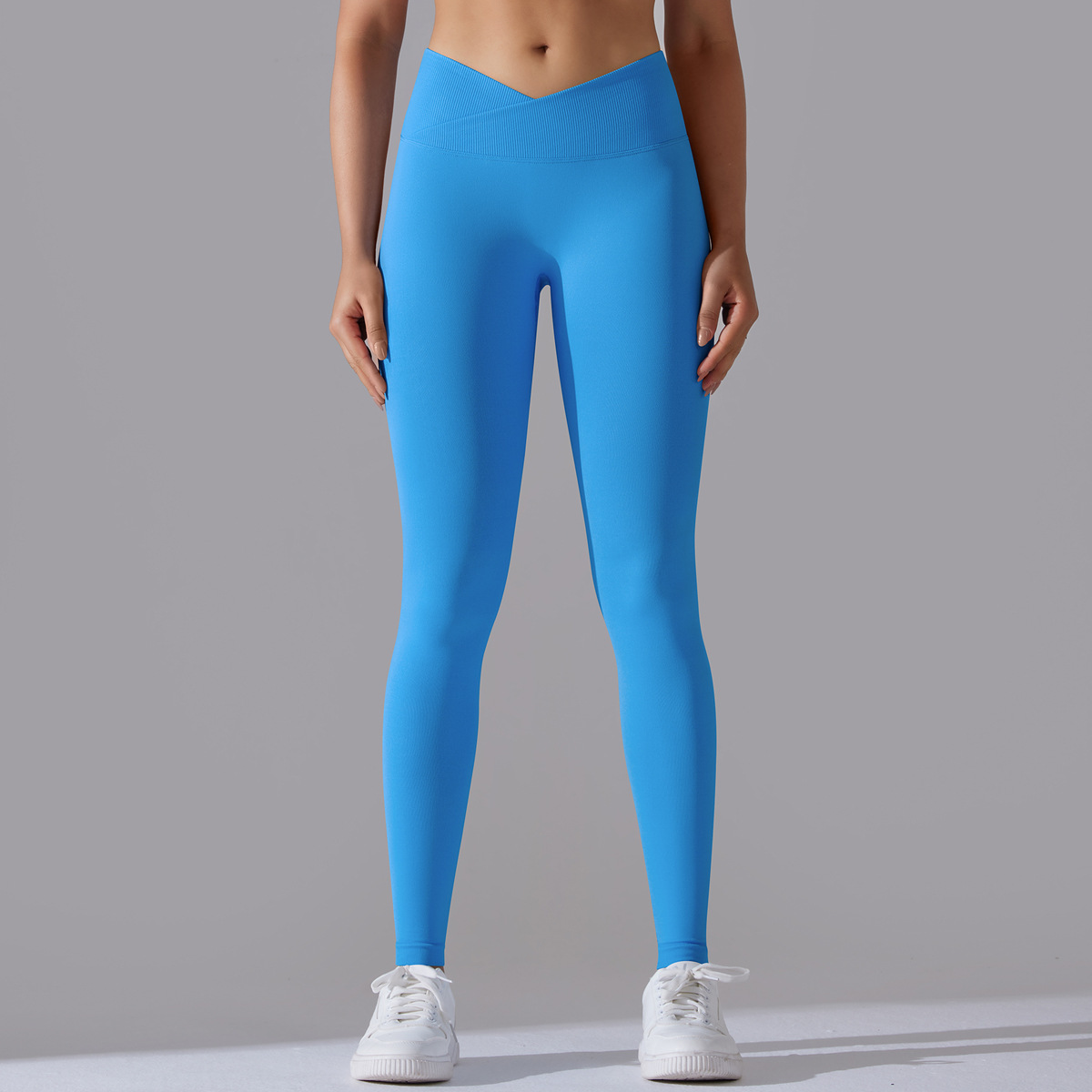 Women Seamless Knitting Breathable Solid Crossover Yoga Pants - The Little  Connection