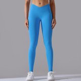 Women Seamless Knitting Breathable Solid Crossover Yoga Pants