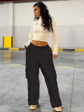 Women Casual Sports Solid Loose Drawstring Cargo Pants