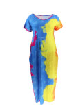 Plus Size Women Short Sleeve Tie Dye Dress