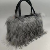 Faux fur plush handbag Faux raccoon fur handbag