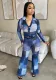 Women Casual Printed Long Sleeve Shirt and Pant Two-piece Set