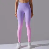 Women Seamless Knitting Candy Gradient High Waist Butt Lift Yoga Pants