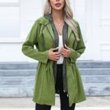 Women Casual Double Zip Contrast Color Long Sleeve Hooded Windbreaker Jacket